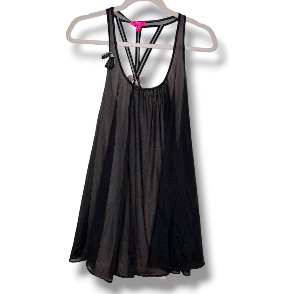 Betsey Johnson Black and Pink Layeres Nightgown Babydoll Whimsigoth Medium